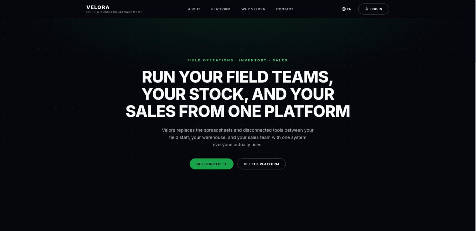 Velora field and business management home page
